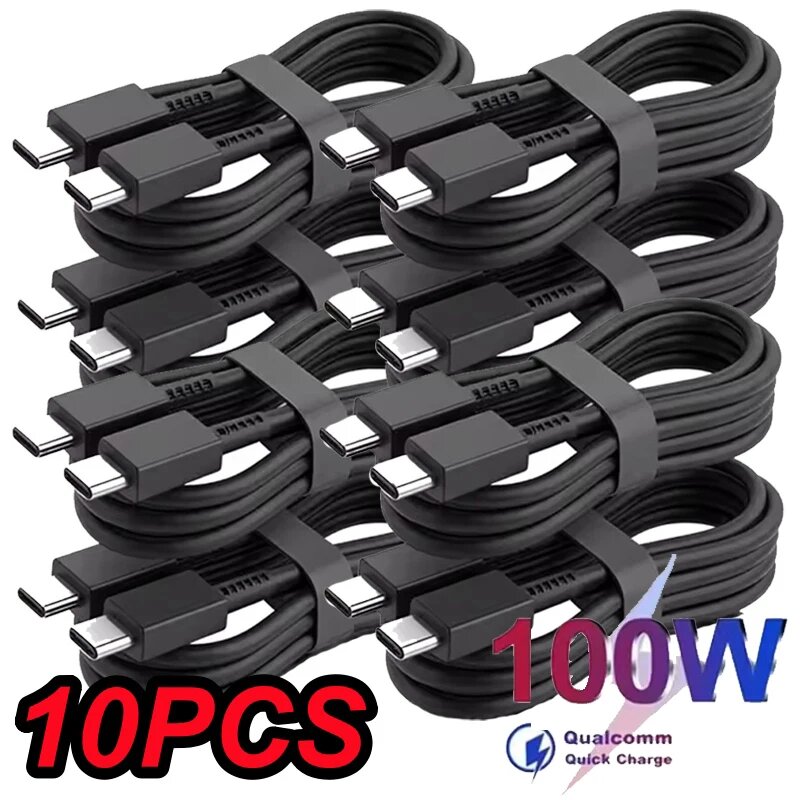 Набор Из 10 Кабелей USB Type-C - Type-C Для Быстрой Зарядки PD 100W И Передачи Данных