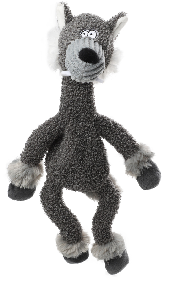 Игрушка для собак GiGwi / ГиГви Plush Friendz Волк с верёвкой и пищалкой, мягкая, размером 39см / зоотовары для животных