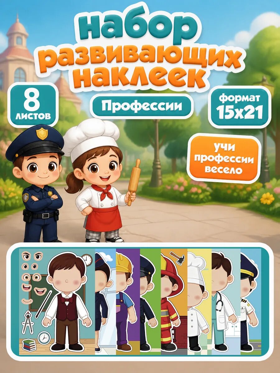 Набор развивающих наклейки «Профессии», 8 листов