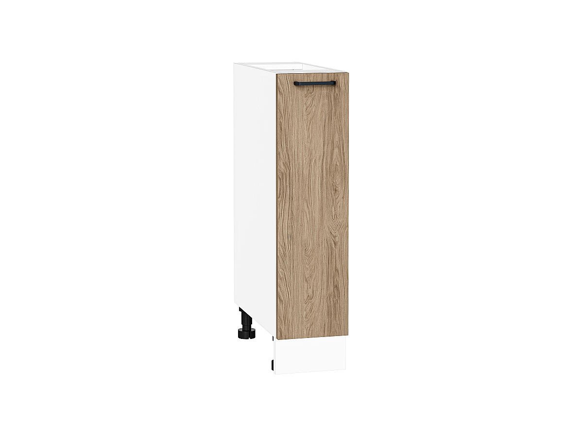 Шкаф нижний с 1-ой дверцей Флэт, цвет фасада Natural Casella Oak 2S, цвет каркаса Белый, 816*200*478 (В*Ш*Г) мм