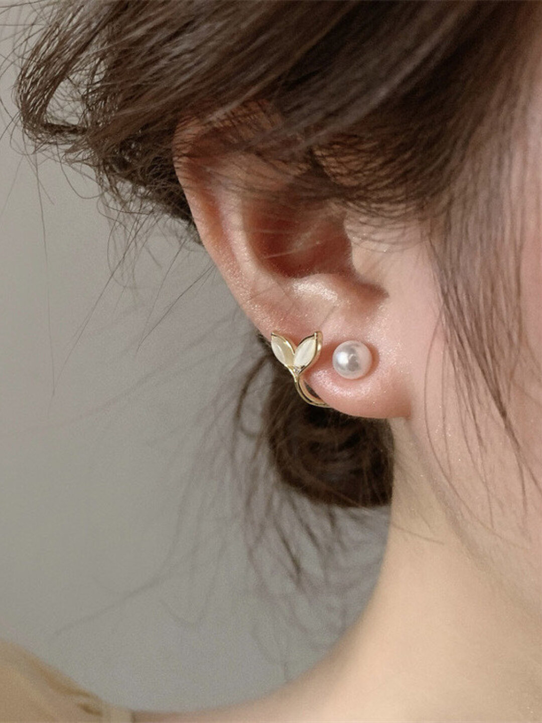 Моносерьга, Swarovski Zirconia, golden — фото 1