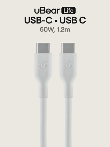 Изображение товара Кабель зарядный uBear Life USB-C/USB-C, 60Вт 1,2 метра