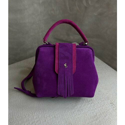 Сумка саквояж Shapely, фактура бархатистая, лавандовый