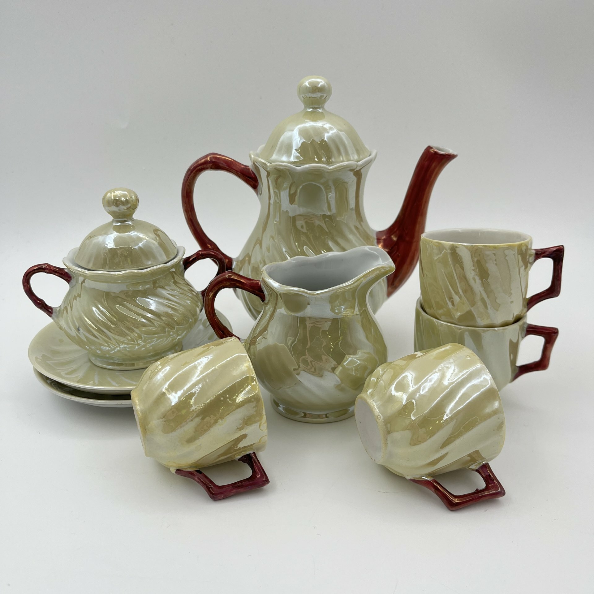 Сервиз детский (кукольный) на 4 персоны (9 предметов), фарфор, люстр