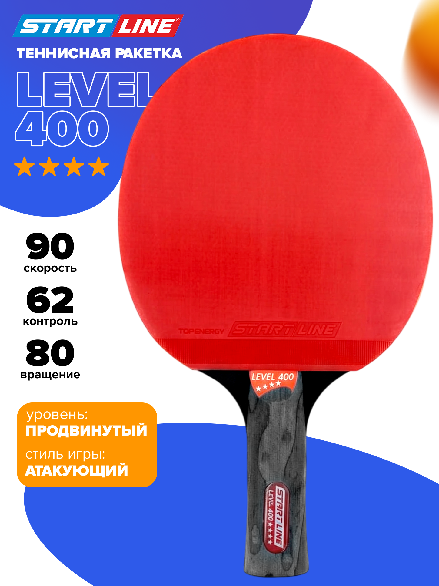 Теннисная ракетка Start line Level 400 New (прямая) 12503