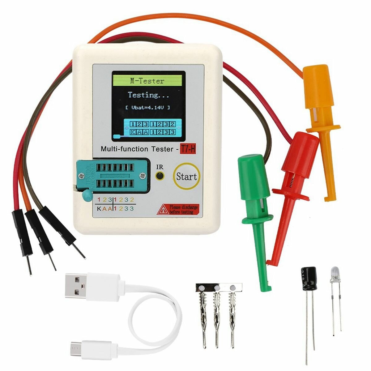 TC-T7-H Тестер транзисторов Конденсатор диодного транзистора MOS/PNP/NPN LCR MOSFET TFT ЖК-экрана Multime