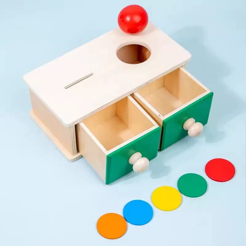 Деревянная коробка с двумя ящиками два в одном Montessori, сенсорная игра для детей