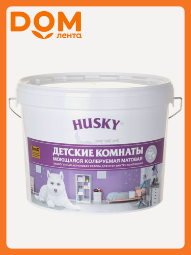 Изображение товара Краска HUSKY, интерьерная, матовая, влагостойкая, белая, 9 л