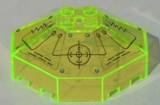 Деталь Lego 2418bpb02 Windscreen 6 x 6 x 2 Octagonal Canopy with Axle Hole with Insectoids Pattern