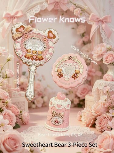 Изображение товара Набор с сюрпризом Flower Knows Sweetheart Bear (3предметов) Sweetheart Bear Полный розовый набор