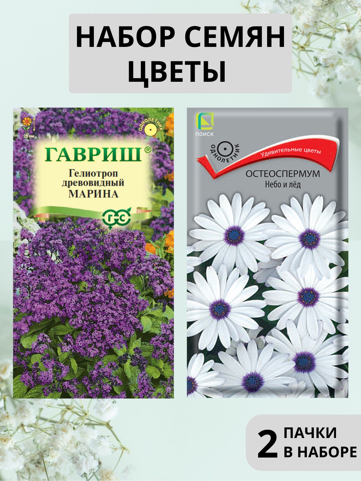 Набор семян: Гелиотроп + Остеоспермум