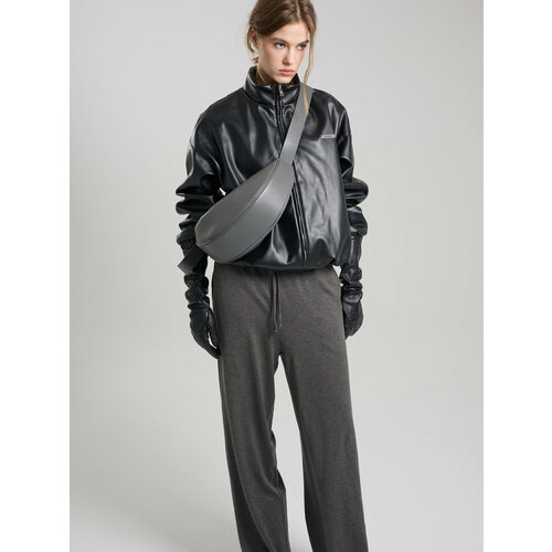 Сумка хобо Afina фактура гладкая серый 19104₽