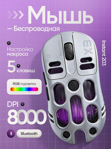 Изображение товара Мышь беспроводная игровая bluetooth + 2.4G с RGB подсветкой для ПК