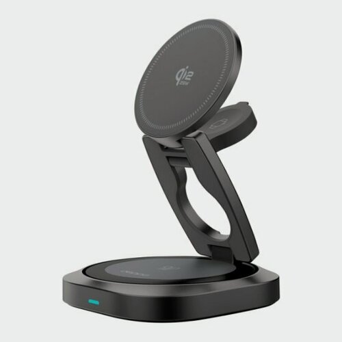 Изображение товара Беспроводное зарядное устройство Deppa 3 в 1 25Вт, QI2.2, серое(23171)