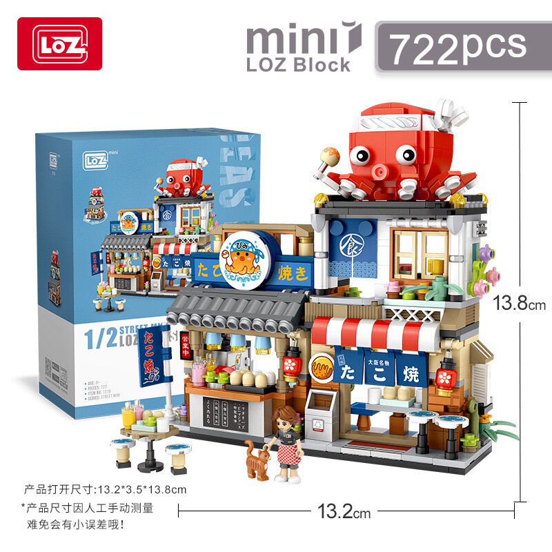 LOZ1218 Мини-Набор для Сборки Японской Столовой Okonomiyaki - Сборная Игрушка с 480+ Элементами