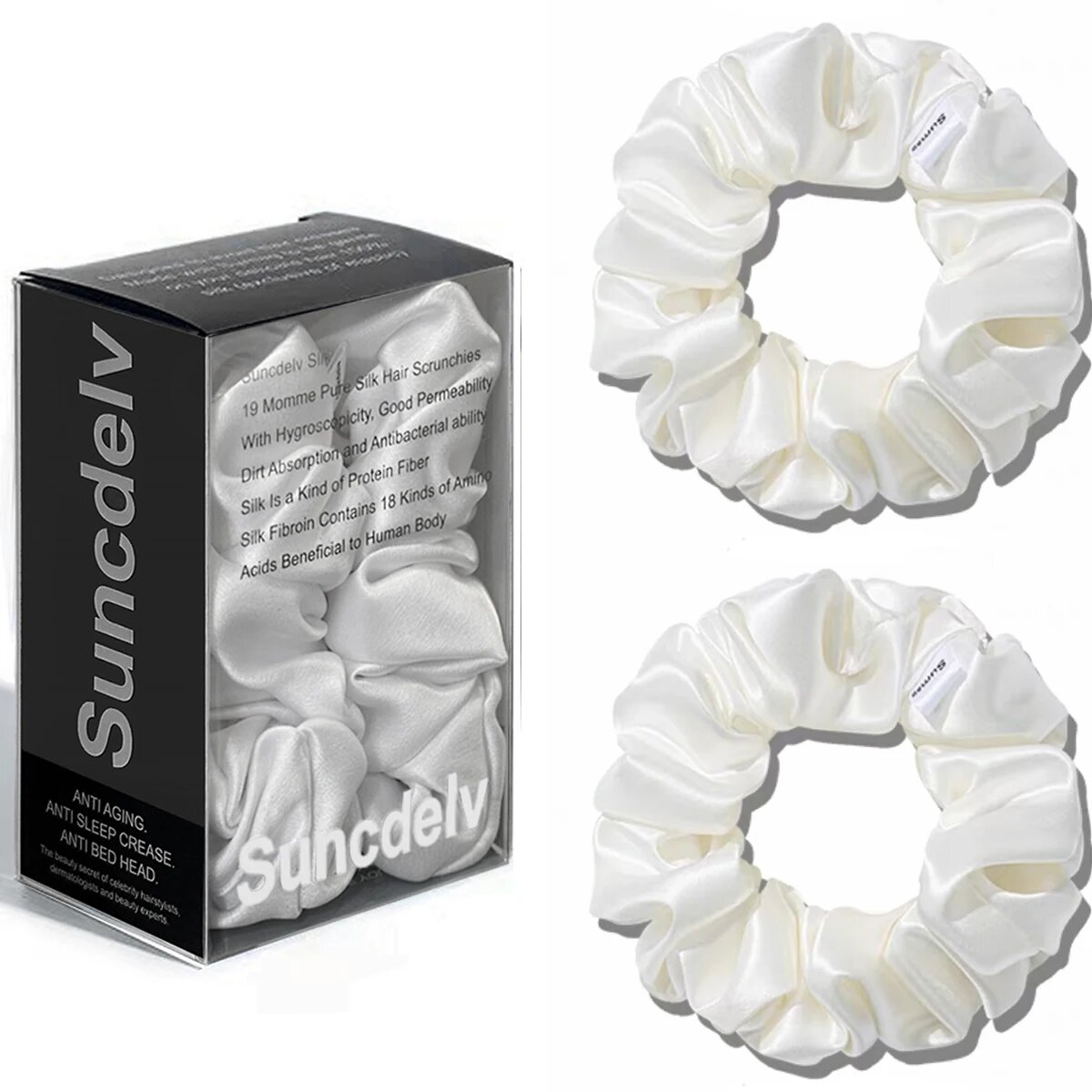 Шелковые резинки для волос Suncdelv, 2 шт, Белый, Цвет: 2