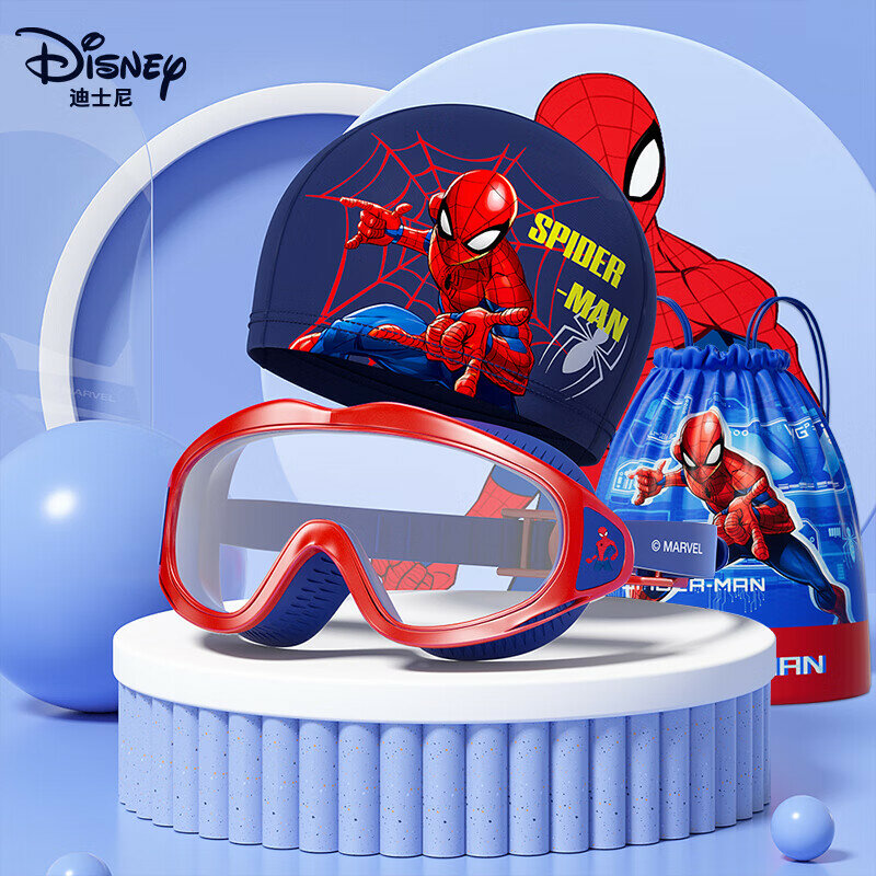 Детские водные очки Disney с антизапотеванием широкой рамки 3-набор набор с темой Спайдермен сине-красный универсальный