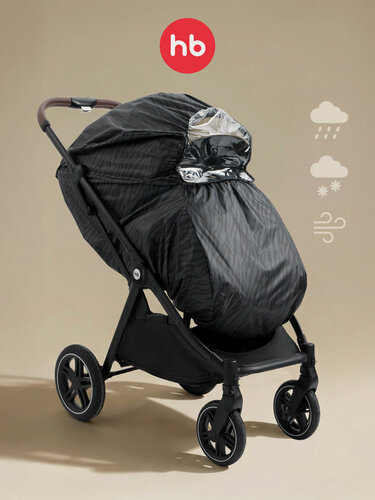 Изображение товара 40103, Дождевик для коляски Happy baby, аксессуар для прогулочной коляски, всесезонный, черный