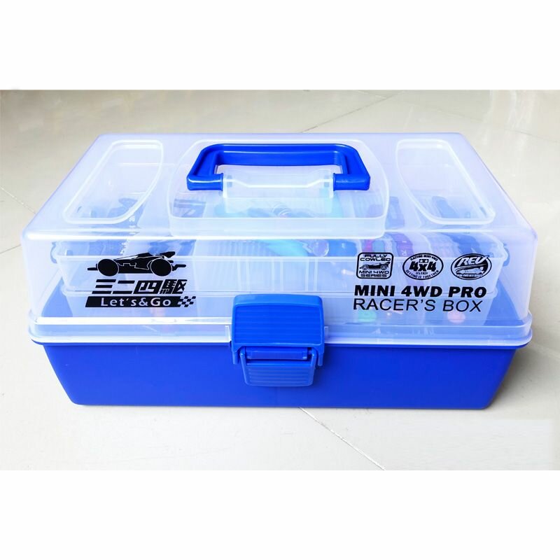 Аксессуары для мини-машинок Tamiya Mini 4WD: Прозрачный портативный трехслойный ящик для инструментов Zhanlong 4WD, настольный ящик для хранения.