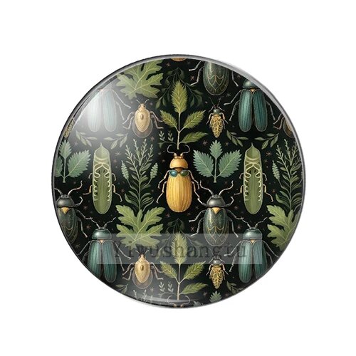 Круглые стеклянные фотокабошоны Green Forest Animal illustration 10 шт.