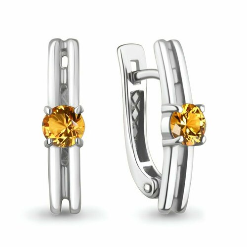 фото Серьги яхонт, серебро, 925 проба, цитрин, , желтый