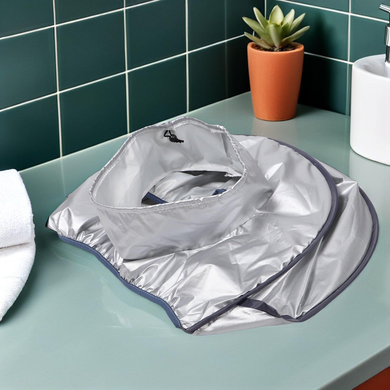 Термокапюшон для волос из полиэстера серебристый для салона и спа