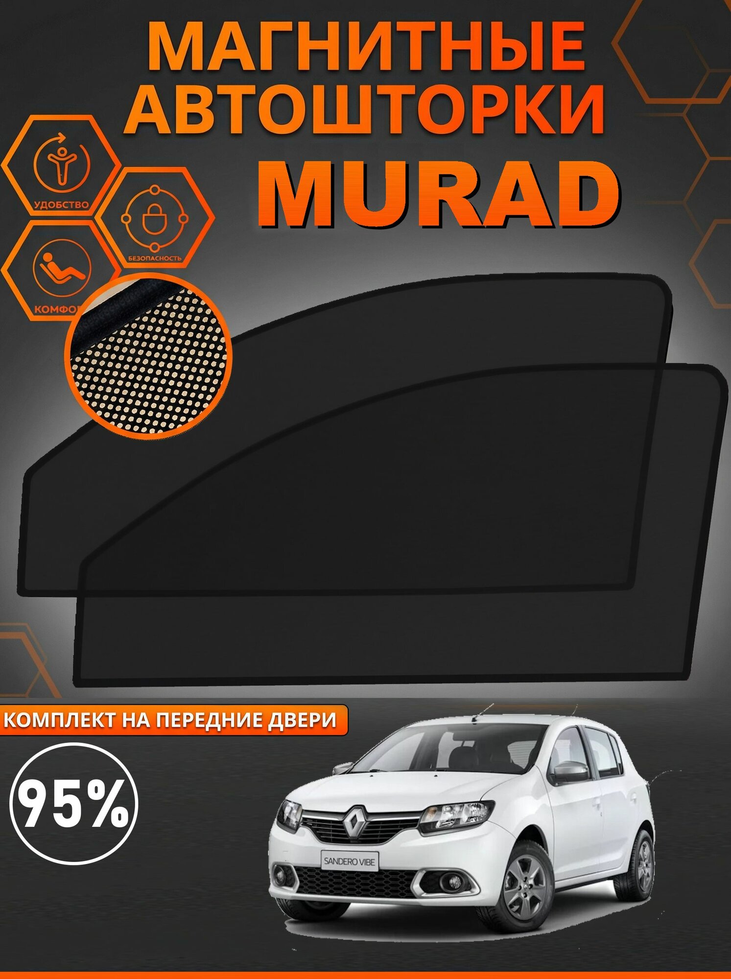 Автошторки Сетки Рено Сандеро Renault Sandero 2 + Stepway передние
