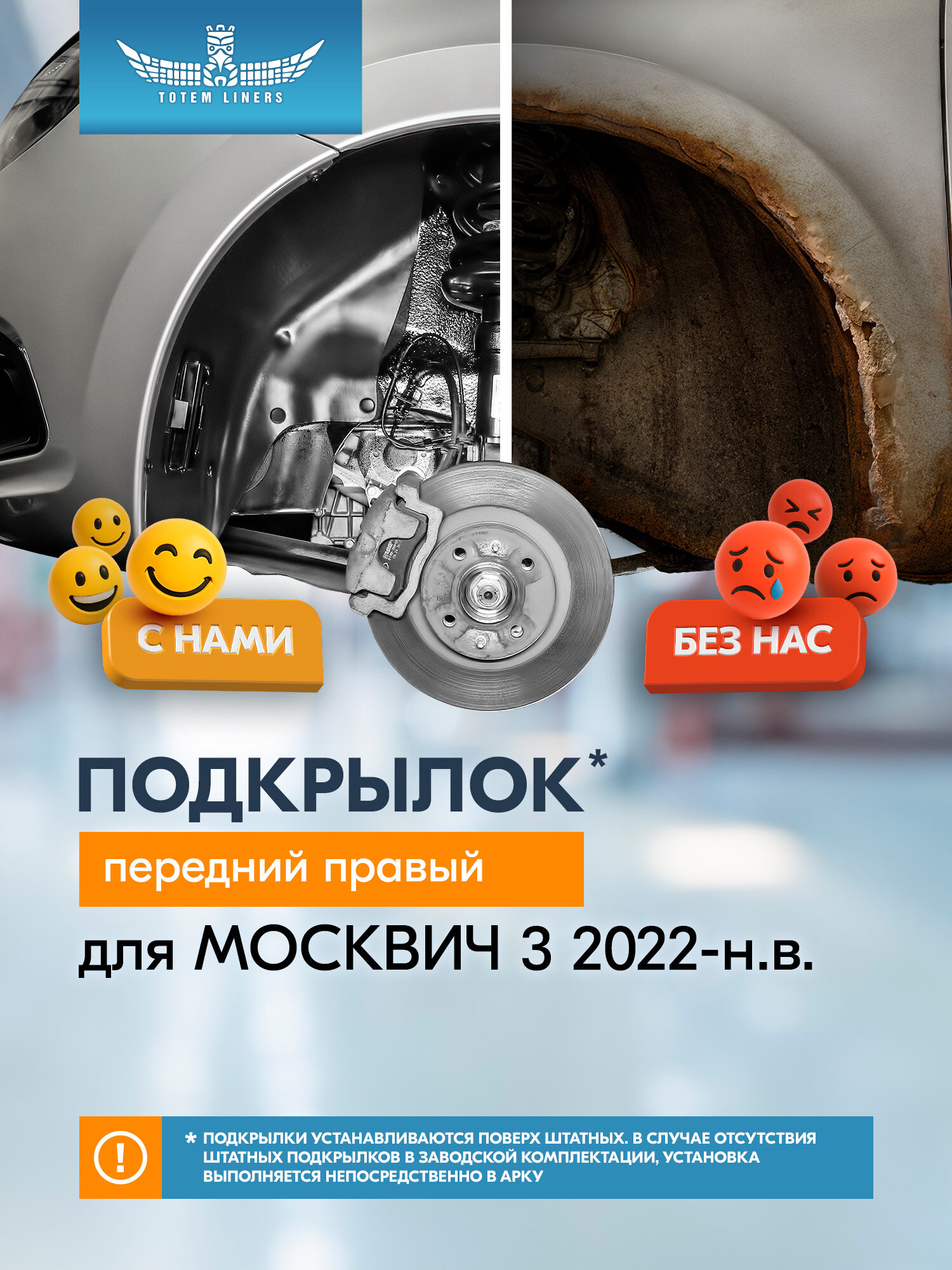 Подкрылок для москвич 3 2022-н. в. Totem Liners передний правый 1 шт.