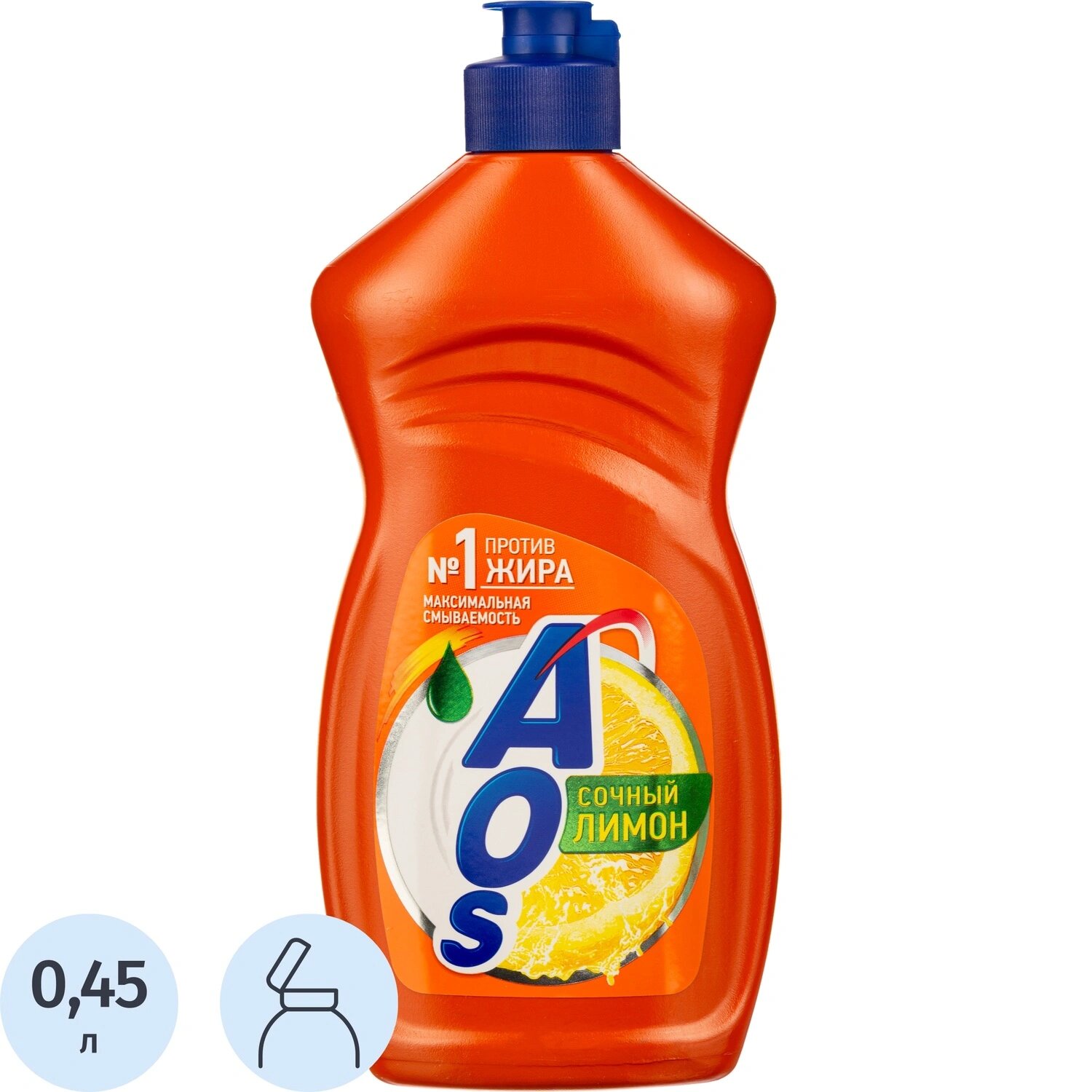 AOS Средство для мытья посуды AOS Сочный лимон гель 0.45 л
