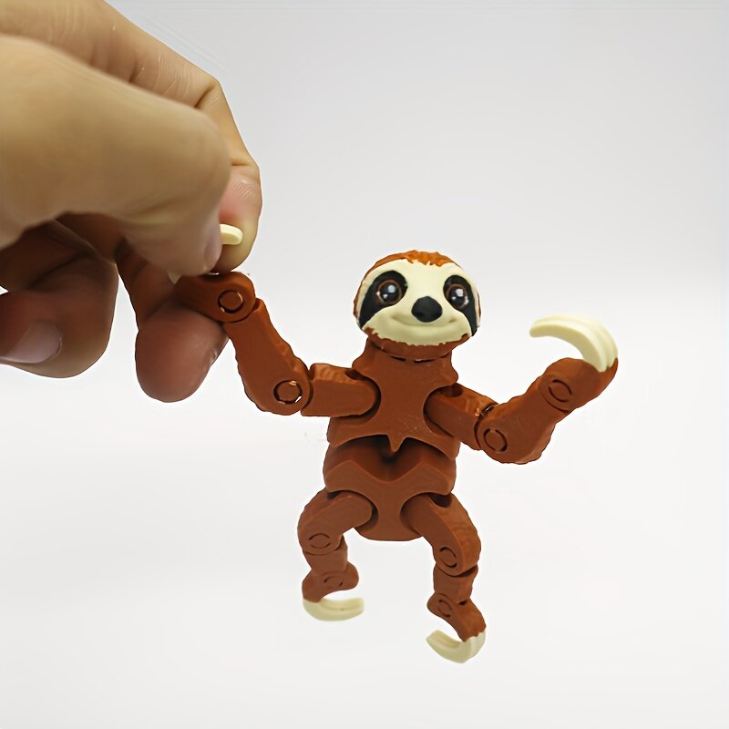 Декоративная фигурка ленивца с 3D-печатью, подвесное и настольное украшение с выразительными глазами и текстурой пушистого меха, бежево-коричневый цвет