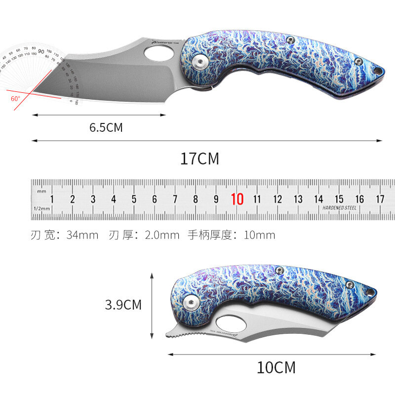 Складной нож PioneerEDC TC4 титан сталь M390 портативный наружный EDC карманный нож с узором молнии