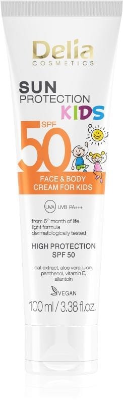 Крем солнцезащитный Delia Cosmetics Delia Sun Protection для лица и тела для детей SPF50, 100 мл