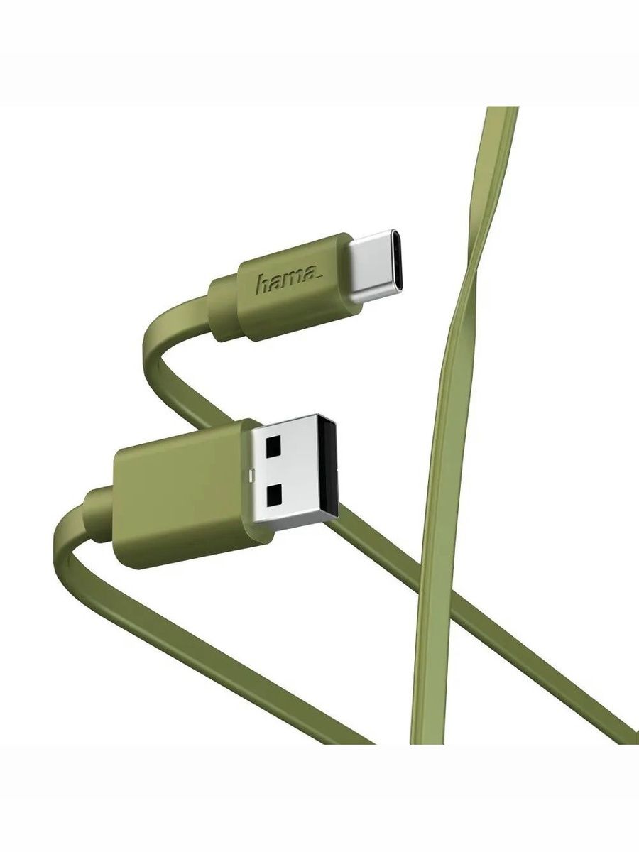 Кабель Hama 00187231 USB (m)-USB Type-C (m) 1м зеленый плоский