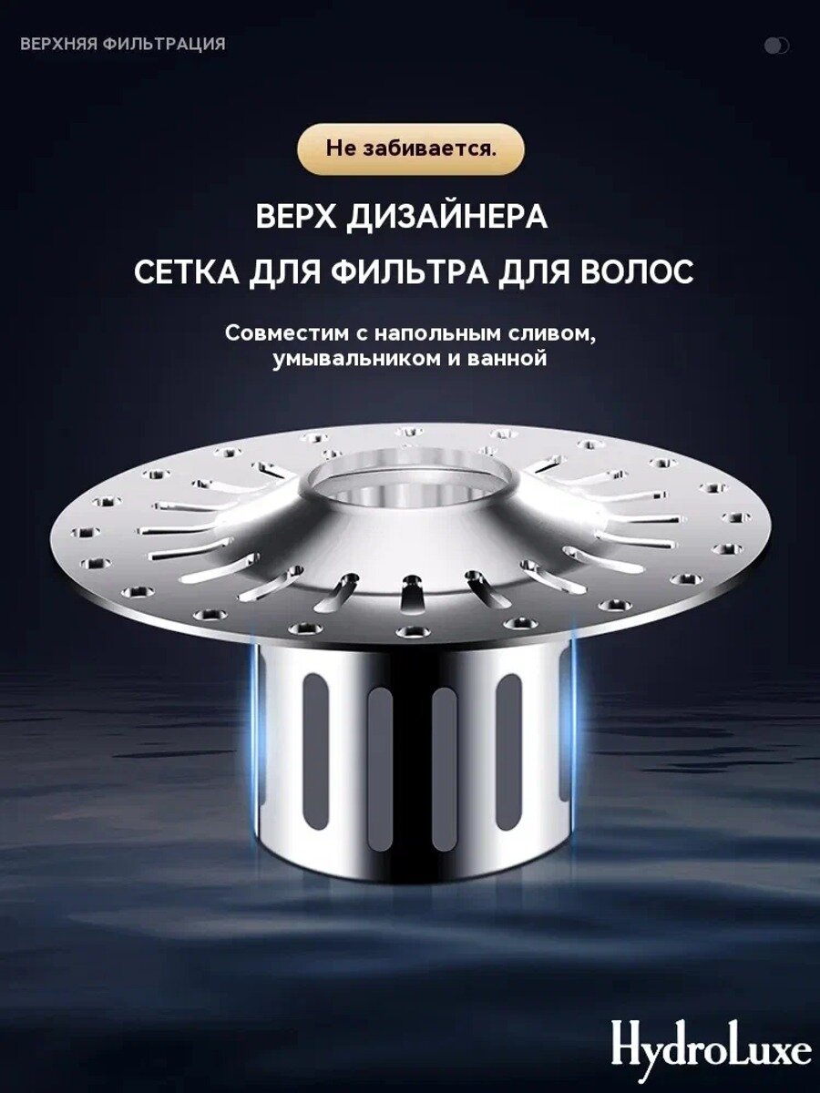 Фильтр-сетка для трапа/раковины/ванны - Усиленная защита от волос, универсальный размер, быстрый слив