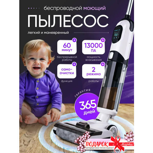 Моющий пылесос вертикальный INTREX беспроводной мощный самоочистка 25816₽