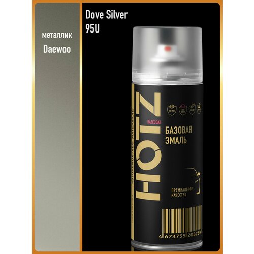 фото Аэрозольная краска "daewoo dove silver 95u" hotz, 1k базовая автомобильная ремонтная эмаль, металлик, 520 ml