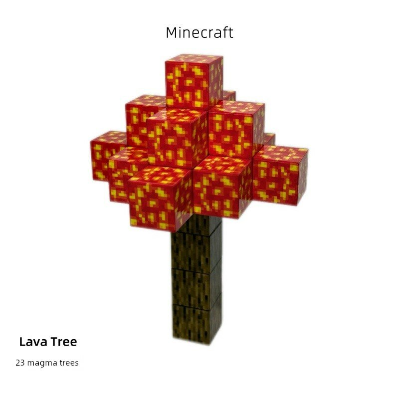 Магнитные строительные блоки Minecraft с вулканическим деревом, развивающая игрушка для детей