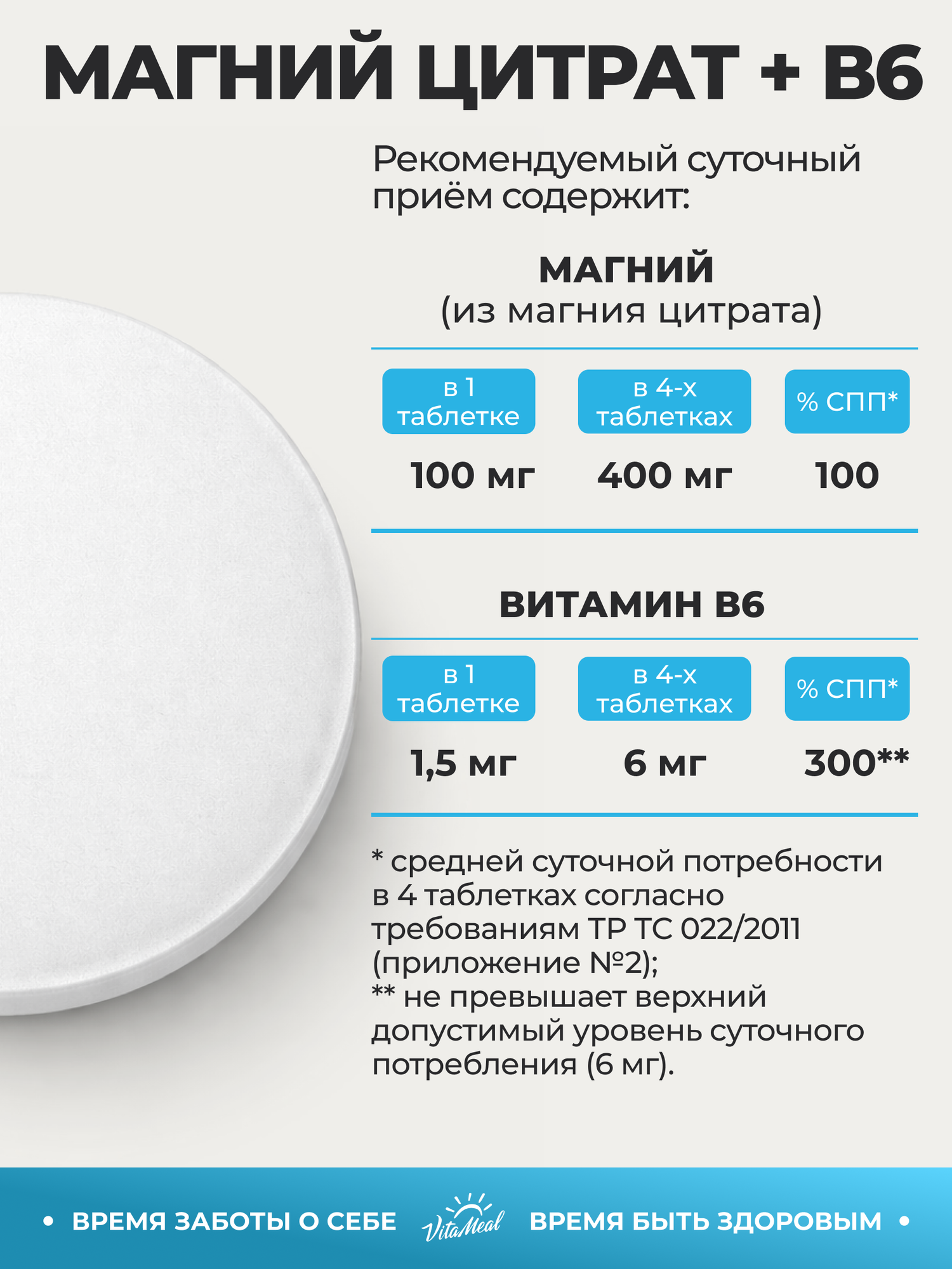 Магний цитрат с витамином в6, от стресса, нервов и усталости, для сердечно сосудистой системы,120 таблеток — фото 6