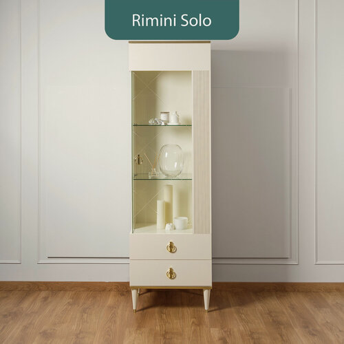 Изображение товара Витрина 1-ств. Rimini Solo. Слоновая кость/золото