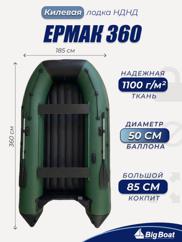 Изображение товара Надувная, под мотор, лодка из ПВХ для рыбалки НДНД Ermak (Ермак) 360