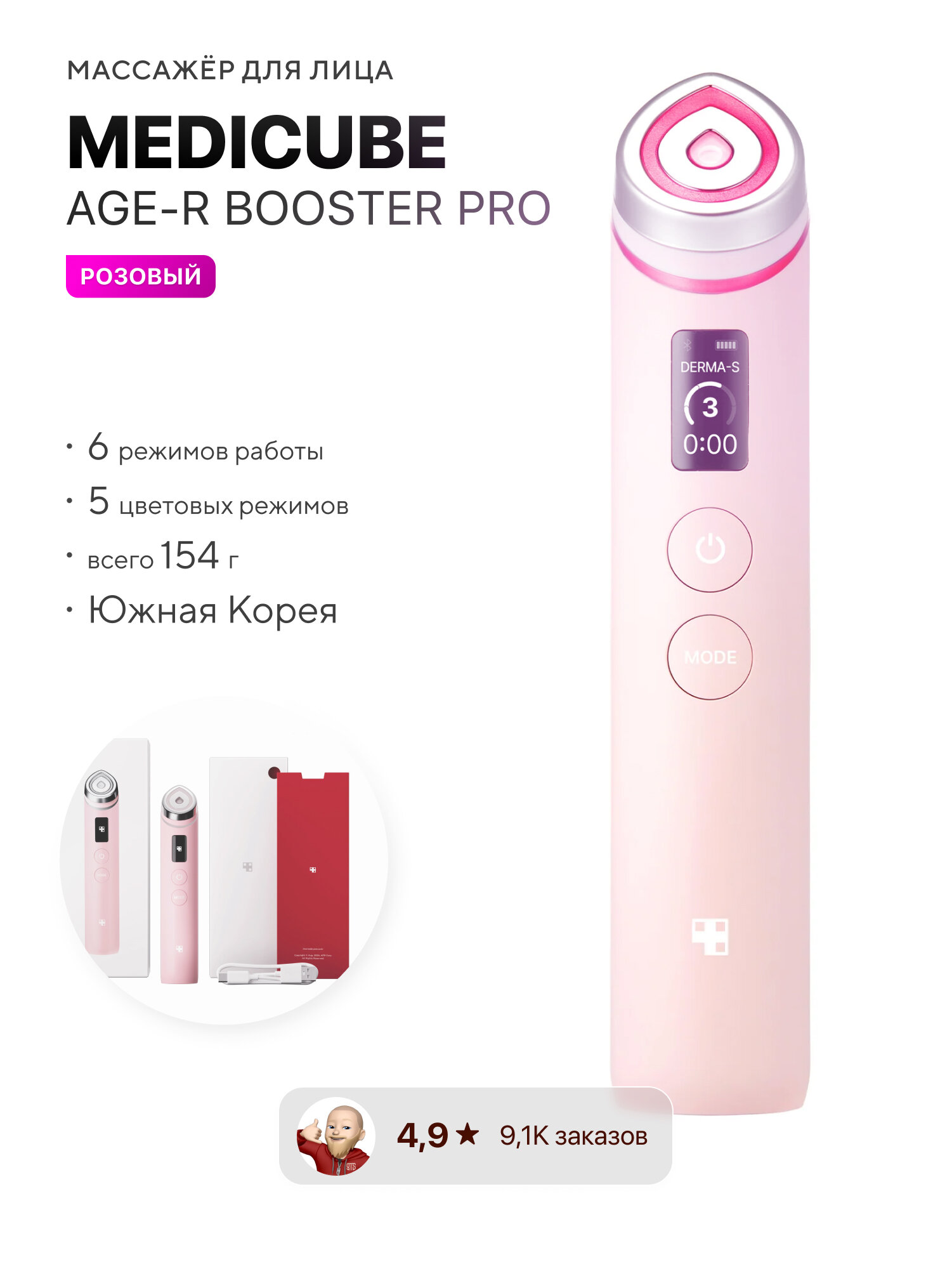 Medicube Booster pro pink, Микротоковый бустер для лица AGE-R