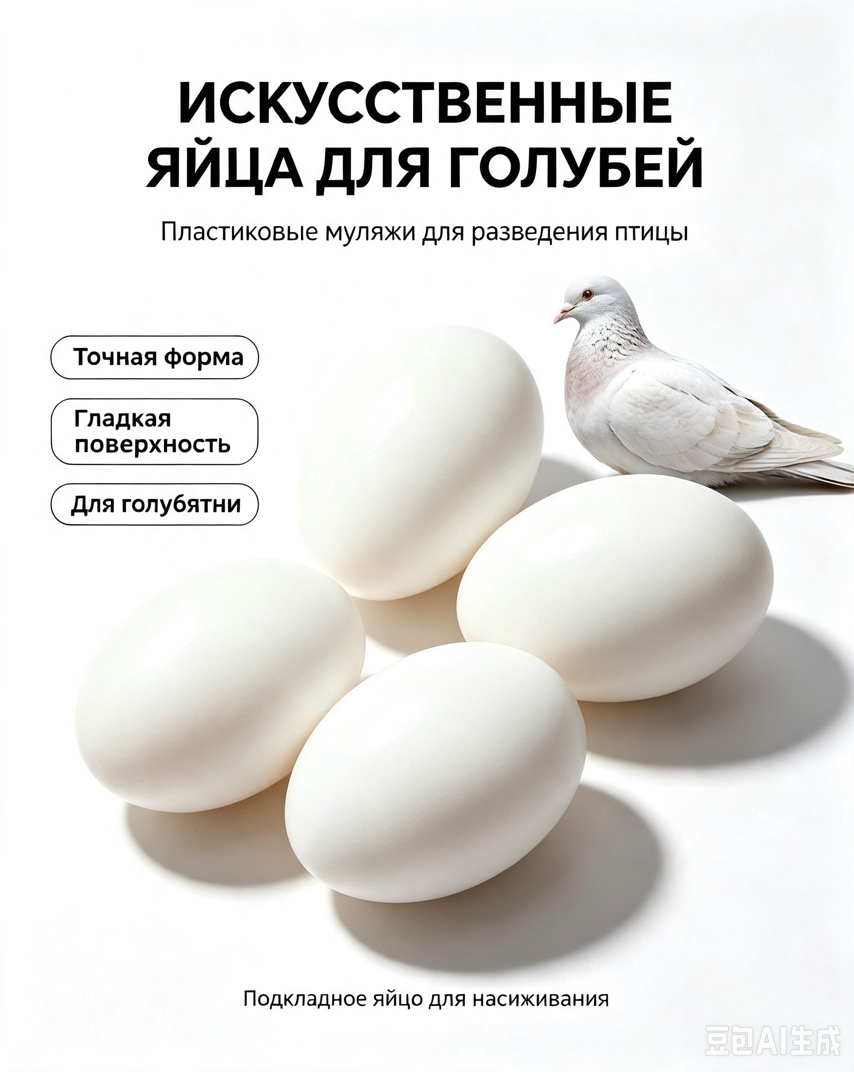 Пластиковые имитационные яйца для голубей, муляж яиц для подкладки, предотвращение высиживания пустых кладок, яйцо-приманка для разведения голубей