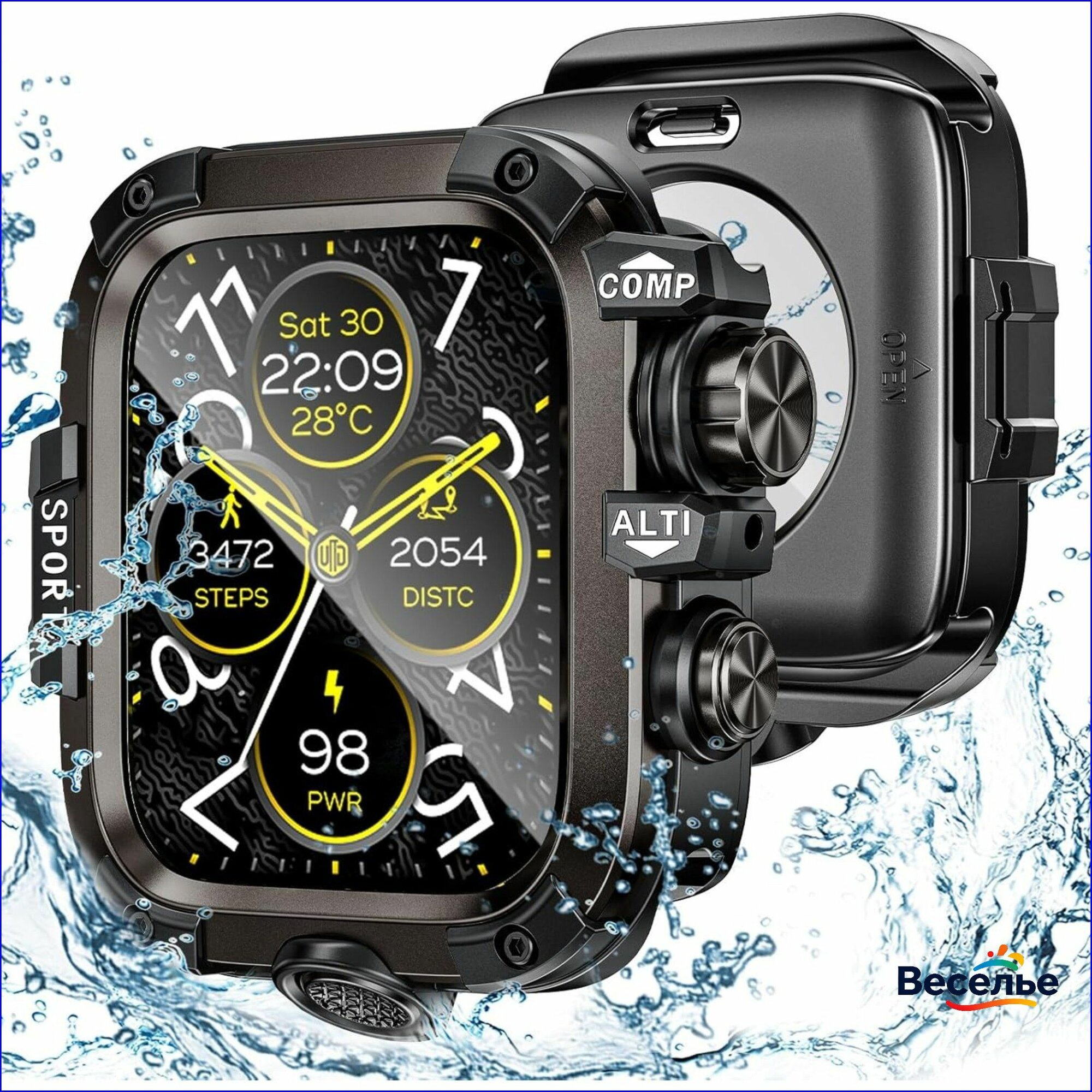 Металлический корпус для Apple Watch Ultra 3 2 49мм/46мм/45мм/44мм, защитное стекло для Apple Watch Series 11 10 9 8 7 6 5 SE 3