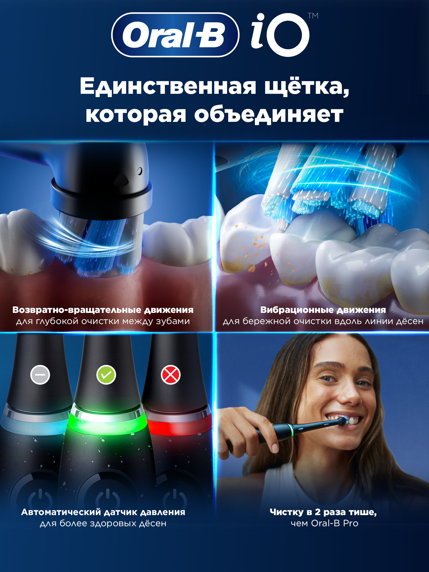 Электрическая зубная щетка Oral-B Braun iO Series 10, черная — фото 1