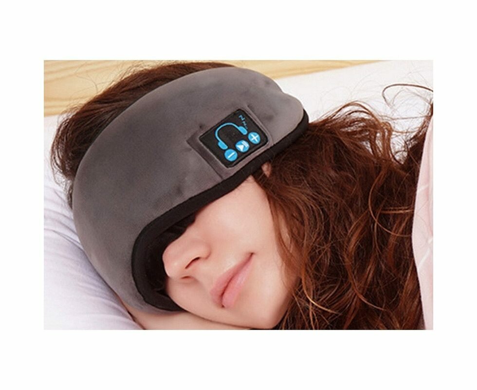 1 упаковка беспроводных масок для сна с Bluetooth и гарнитурой Hands Free — серые.