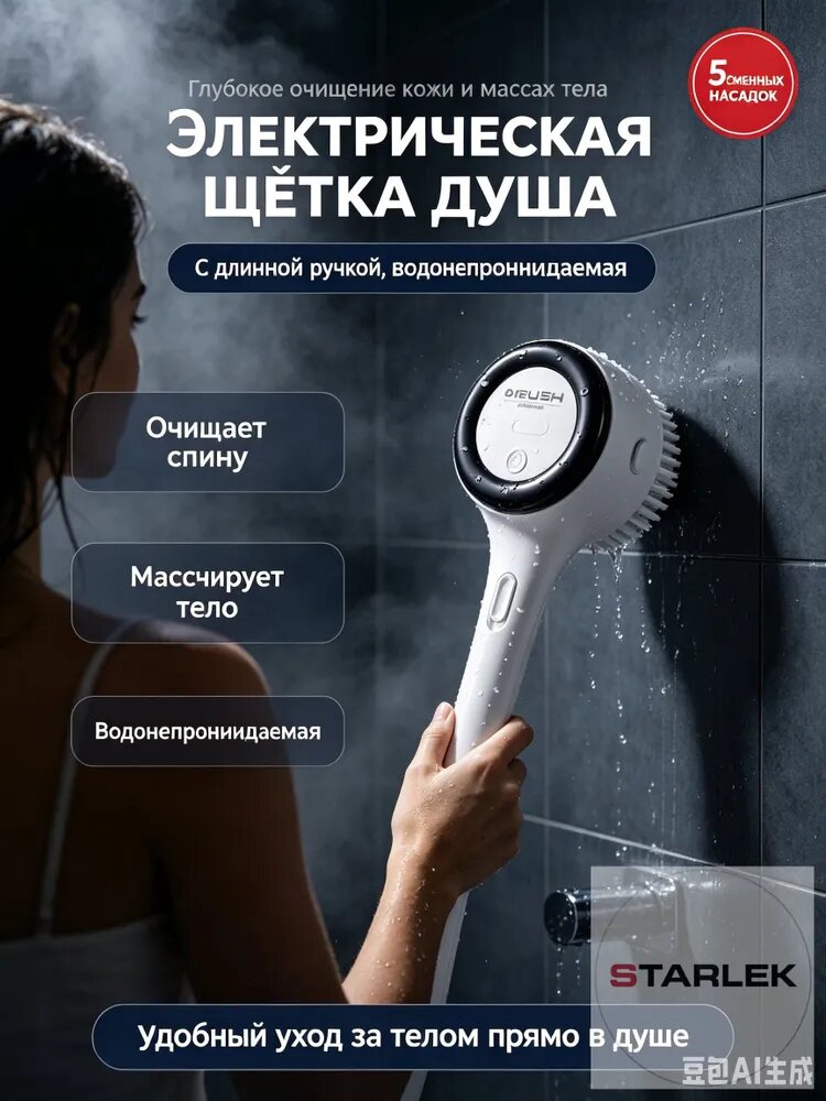 Щетка для тела, щетка для душа с длинной ручкой для спины, бодибрашер