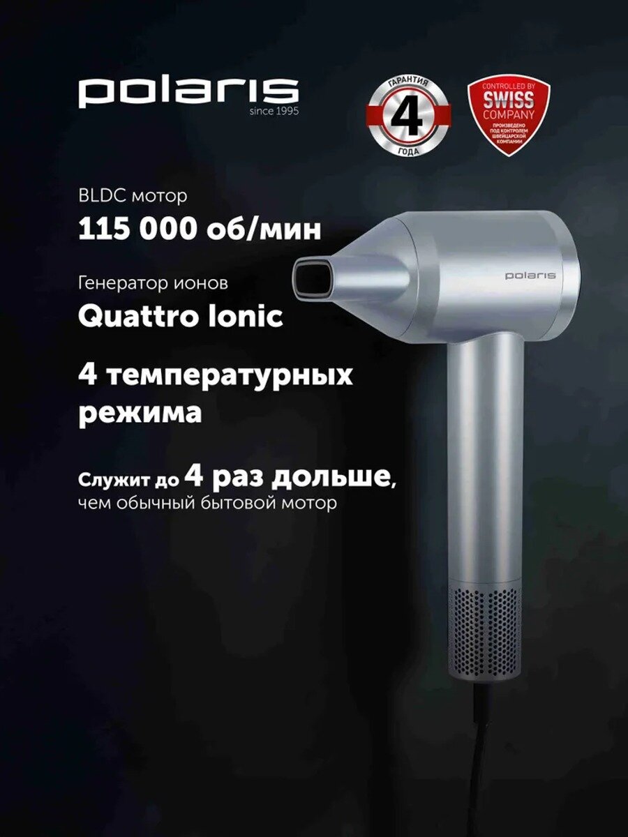 Фен для волос modelName-7040781708177408 1600 Вт, скоростей 2, кол-во насадок 1, голубой