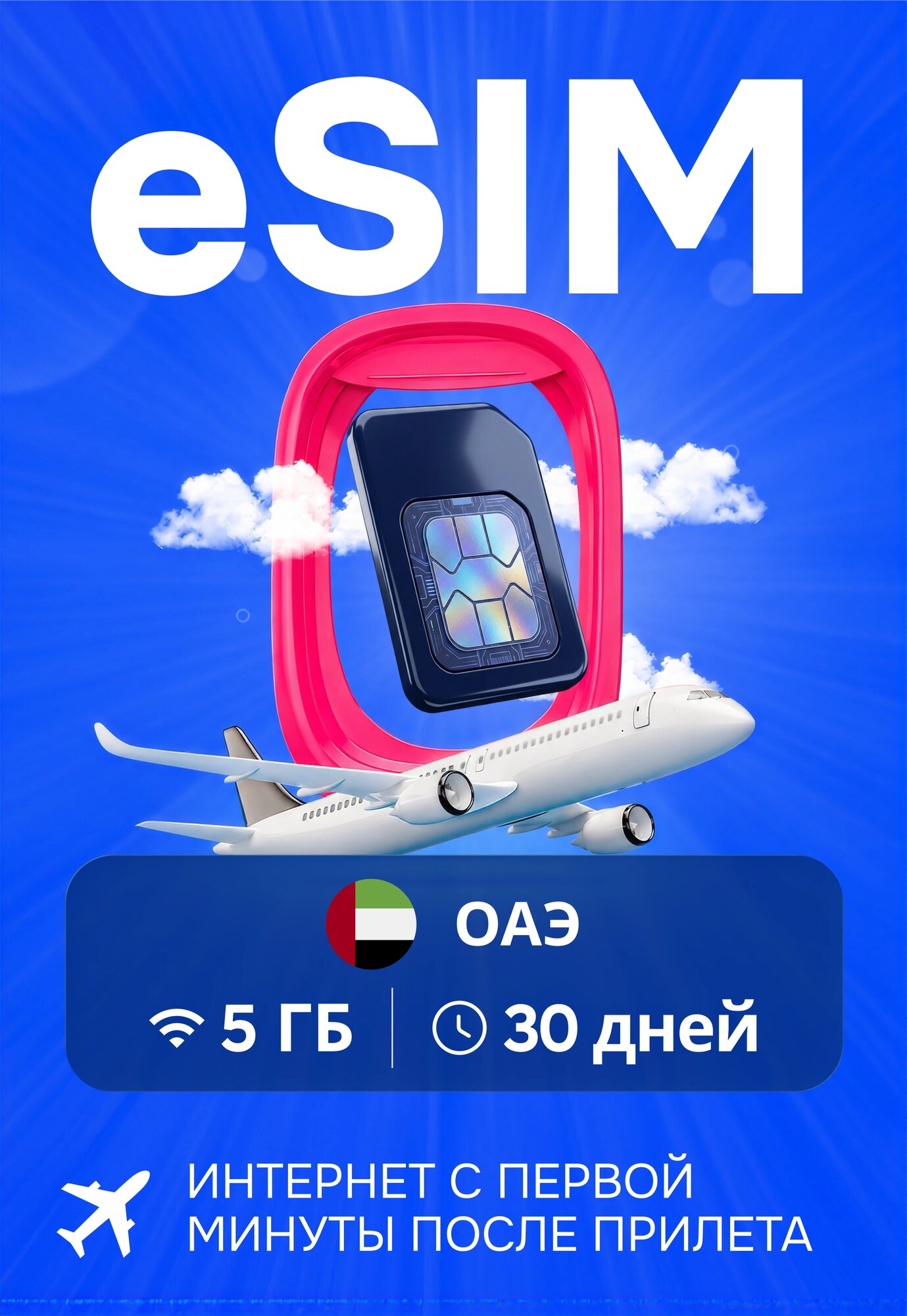 ESim Объединенные Арабские Эмираты 5 Гб. 30 дней (3G/4G/5G) (iOS, iPadOS, Android; Объединенные Арабские Эмираты)