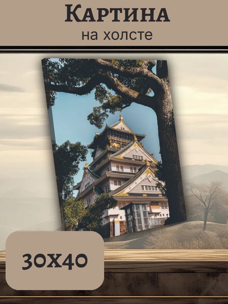 Картина Япония Japan 30x40 замок Осака