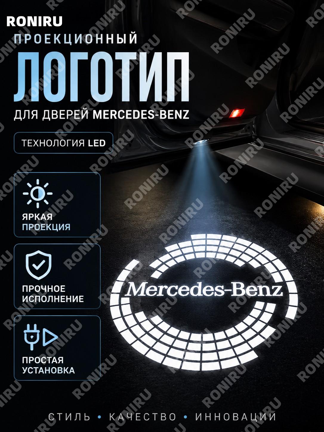 Светодиодная подсветка двери Mercedes, версия Техно для C/B/E/GLC, лазерный проектор приветственный автосвет LED